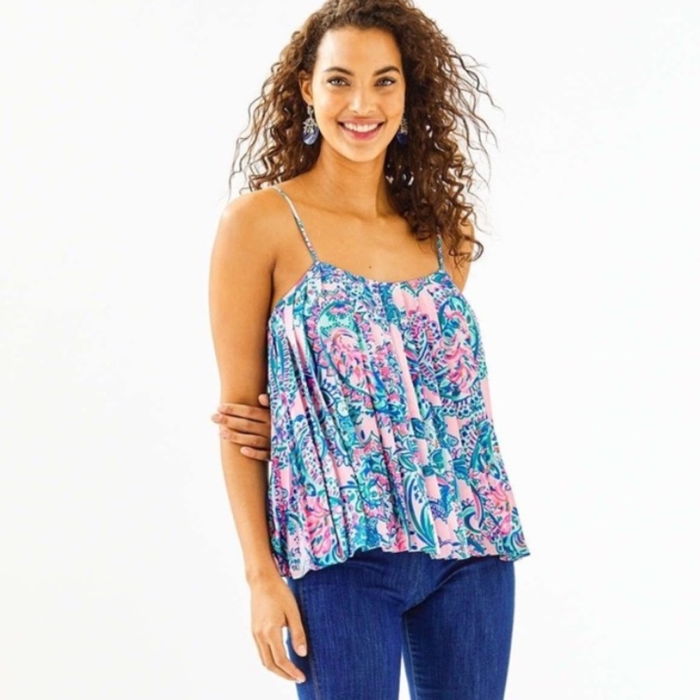 NWT Lilly Pulitzer Rein Tank in Pink Tropics Tangerine Dream Pattern - Size M